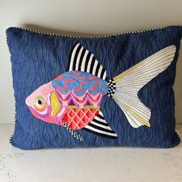 MacKenzie-Childs Fantasia Fish Outdoor Accent Pillow - Picture 11 of 11